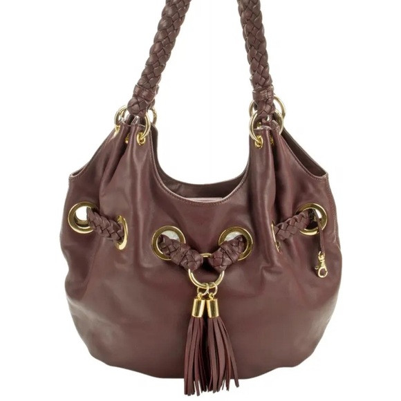 Michael Michael Kors Elegant Burgundy Braided Handle Bag - Picture 2 of 9